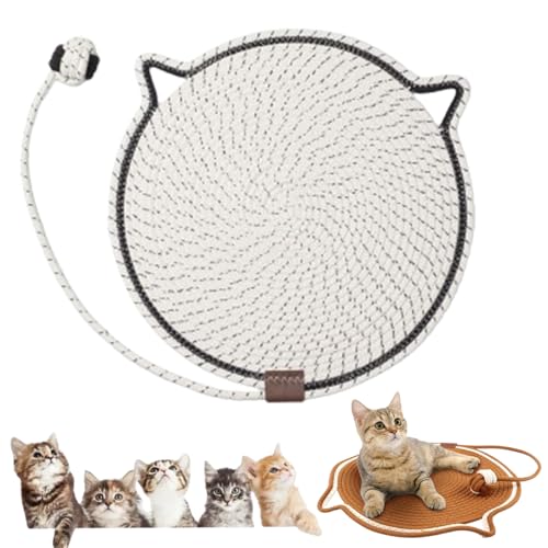 Cat Scratching Pad Cotton Rope Cat Pad, Celery Pets Dual Scratching Pad, Scratching Pads for Indoor Cats, Dual Scratching Pad with Ball (#05,17inch) von Jelaqmot