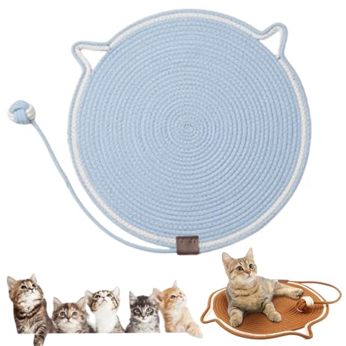 Cat Scratching Pad Cotton Rope Cat Pad, Celery Pets Dual Scratching Pad, Scratching Pads for Indoor Cats, Dual Scratching Pad with Ball (#07,17inch) von Jelaqmot