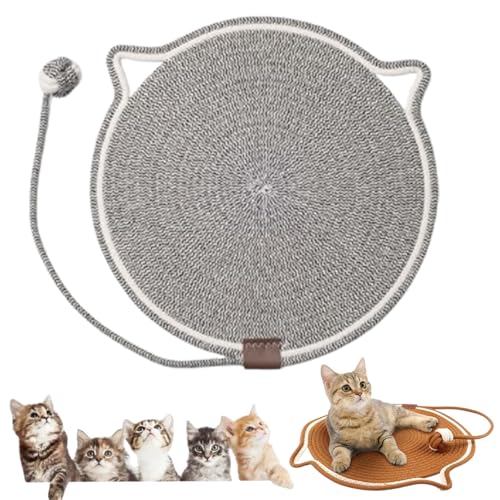 Cat Scratching Pad Cotton Rope Cat Pad, Celery Pets Dual Scratching Pad, Scratching Pads for Indoor Cats, Dual Scratching Pad with Ball (#08,17inch) von Jelaqmot