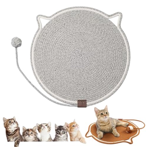 Cat Scratching Pad Cotton Rope Cat Pad, Celery Pets Dual Scratching Pad, Scratching Pads for Indoor Cats, Dual Scratching Pad with Ball (#09,17inch) von Jelaqmot