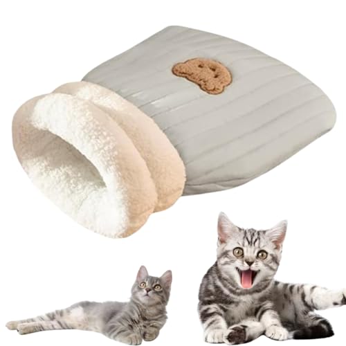 Cat Winter Sleeping Bag, Cat Winter Sleeping Bag Soft Plush Cat Sack Self Warming Cat Cave Bed for Indoor Cats, 360° Wrap Comfortable Pet Snuggle Sack, Self Warming Cat Bed (C,L) von Jelaqmot