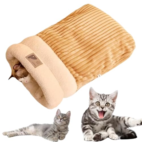 Cat Winter Sleeping Bag, Cat Winter Sleeping Bag Soft Plush Cat Sack Self Warming Cat Cave Bed for Indoor Cats, 360° Wrap Comfortable Pet Snuggle Sack, Self Warming Cat Bed (D,L) von Jelaqmot