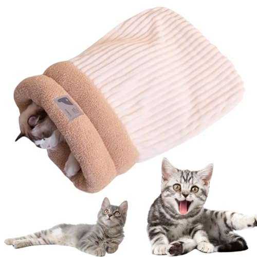 Cat Winter Sleeping Bag, Cat Winter Sleeping Bag Soft Plush Cat Sack Self Warming Cat Cave Bed for Indoor Cats, 360° Wrap Comfortable Pet Snuggle Sack, Self Warming Cat Bed (E,L) von Jelaqmot