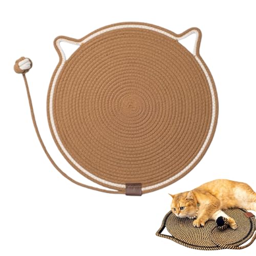 Celery Pets Dual Scratching Pad, Scratching Pads for Indoor Cats, Cat Scratching mat Natural Cotton Rope Cat Scratching Pad, Large Size Cat Bed Cat Scratching Pad with Cat Toy (#05,20in) von Jelaqmot