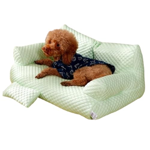 Jelaqmot Ice Silk Cooling Pet Bed Breathable Washable Dog Sofa Bed, Pet Bed with Removable Washable Cover, Cooling Dog Beds for Large Dogs (Green,L) von Jelaqmot