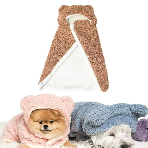 Pet Cape Blanket, Dog Cape Blanket, Warm Winter Blanket Cape for Dogs and Cats,Dog Winter Coat with Hat (Brown,Large) von Jelaqmot