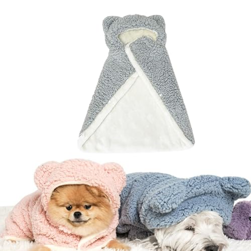 Pet Cape Blanket, Dog Cape Blanket, Warm Winter Blanket Cape for Dogs and Cats,Dog Winter Coat with Hat (Gray,Large) von Jelaqmot