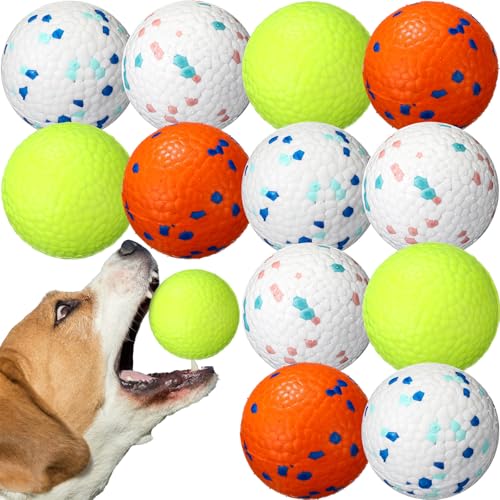 Jenaai Hundebälle für aggressive Kauer, Tennisball, 7,4 cm, unzerstörbar, langlebig, federnd, schwimmend, interaktive Hundebälle für große, mittelgroße und kleine Hunde und Welpen, 12 Stück (helle von Jenaai