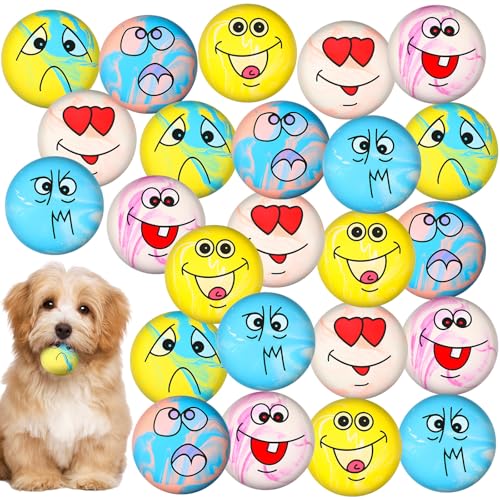 Jenaai Quietschendes Hundespielzeug mit lustigem Gesicht, Latex, weiches Hundespielzeug, Emoticon, interaktives Hundespielzeug, Bälle, Apportierspielzeug, Spielzeug für kleine, mittelgroße Haustiere, von Jenaai