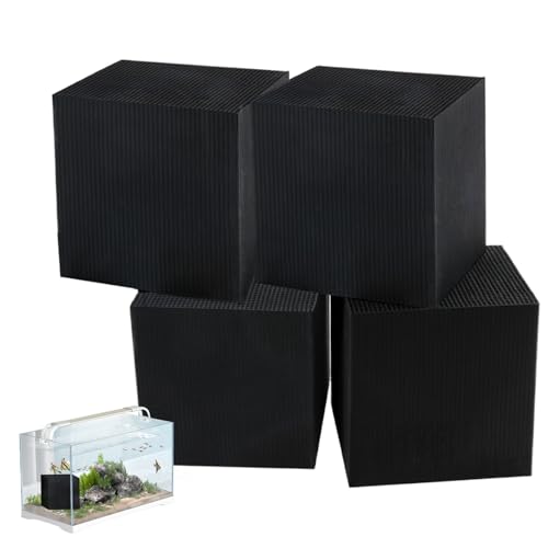 4pcs Wassertrogreiniger Würfel 4x4x4in Starke Filtration aktiviertes Kohlenstoff Aquarium Kohlenstoff wiederverwendbares Tierwassertank mit Wabenstruktur für 78,74 Zoll Fischtank Wassertrogreiniger W von Jeorywoet