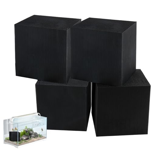 Jeorywoet 4pcs Wassertrogreinigerwürfel, 4x4x4in starke Filtration Aktivierte Kohlenstoffwürfel, wiederverwendbares Vieh -Wassertankfilter mit Wabenstruktur für 78,74 Zoll Fischtank von Jeorywoet