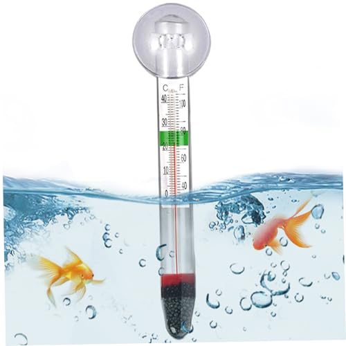 Jeorywoet Fischtank -Thermometer, Aquarium -Thermometer Tauchglasfischtankmesser mit Saugnapfbecher -Fischtyp -Thermometerstab für Süßwasser Salzwasserfisch auf von Jeorywoet