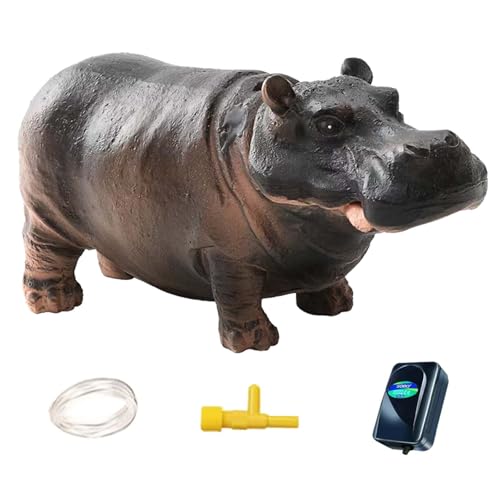 Jeorywoet Hippo -Aquarium -Bubbler, Fischtank Bubbler, lustiger lebensechter Flipper -Aquarium -Bubbler mit Sauerstoffpumpe, Harz -Flippo -Luftbubbler für Aquarium -Fischtank, Aquariumluftbubbler von Jeorywoet