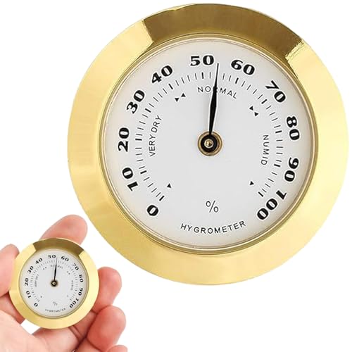 Jeorywoet Humidor -Hygrometer, feuchtigkeitsanaloges Hygrometer, 37 mm rundes Glas -Humidor -Hygrometer für Humidors Gitarre -Geigenhygrometer -Thermometer, analoges Hygrometer von Jeorywoet