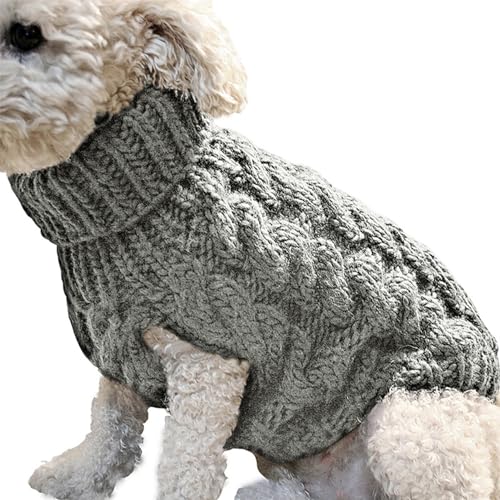 Jeorywoet Kleiner Hund Pullover Rollkragenpullover Pullover Elastic Dog Christmas Pullover Winter Dicke, Klassische Klassik kleine Hundekleidung für Chihuahua, Yorkie, Teetasse, Dackelgrau XL von Jeorywoet