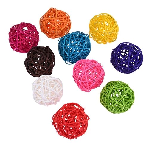 Jeorywoet Rattan Bälle Bird Toy Shoteet Kaut Spielzeug Haustier Käfig Bite Ball DIY Dekor 10pcs zufällige Farbe Vogel Rattan Spielzeug von Jeorywoet