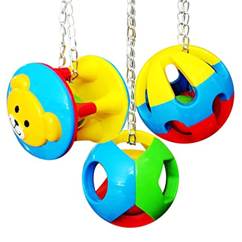 Jeorywoet Vogelkauen Spielzeugpapagei Mini Bälle Nibble Toy Bells Bird Cage Dekoration Buntes Mini -Hängespielzeug für lustige 3pcs, Vogelknabbern Spielzeugglocken Glocken von Jeorywoet