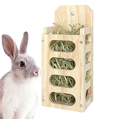 Kaninchen Heuhändler Holz Kaninchen Heuregal Großkapazität Heuheizhäuer vertikales Stehgras -Fütterungsschelfspender für Meerschweinchen Haustier Hasen Hamster Chinchilla, Heuhändler von Jeorywoet