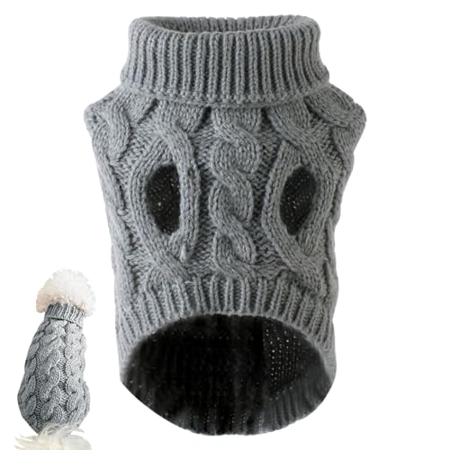 Kleiner Hund Pullover Rollkragenpullover gestrickter Pullover Elastic Dog Christmas Pullover Winter Dicke warme klassische kleine Hundekleidung für Chihuahua, Yorkie, Teetasse, Dackelgrau, kleine Hun von Jeorywoet