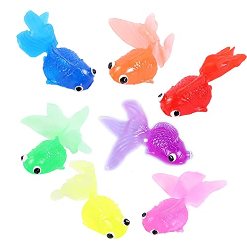 Künstlicher Goldfisch Gummi Goldfisch lebensechter Fisch Ornament Goldfisch Kinder Simulation Fisch weiche Goldfischfische für Kinder Spielzeugbad Spielzeug Aquarium Dekoration, 7 Stcs, Schwimmfisch von Jeorywoet