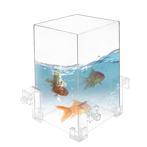 Unterdruckfischtanks mit 3 Schnappschüssen 4pcs/festgelegte Acrylfischtanks klares Fisch Aquarium Wasser Auto-Refill Aquarium Tank Vakuum Suspended Fischtank für Aquariumdekoration Acrylfischtank von Jeorywoet