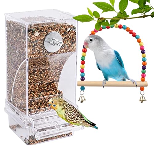 Vogelfutterhäuse 2pcs 7.28x2.95x2,95 Zoll transparent hängende Kunststoffautomatik -Vogel -Käfig -Feeder -Blockguss -Spielzeug -Spielzeug für Papageien Cockatiels Finken, Vogelfutterhäuse von Jeorywoet