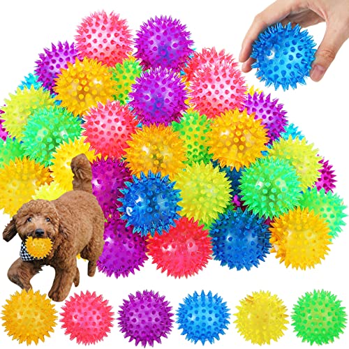 60 Stück 6.5 cm stachelige Hundebälle Quietschbälle für Hunde, kleine Apportiergummibälle, Welpen, stacheliger Ball, Hundespielzeug, Weihnachten, kleine, saubere Zähne und Training, mehrfarbig von Jerify