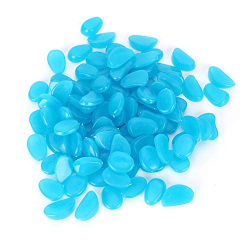 Jerliflyer 100Pcs Luminous Stone Fluorescent Garden Yard Indoor Aquarium Decoration Glow in The Dark Landscaping Stones Decorative Stones for Garden (Blue) von Jerliflyer