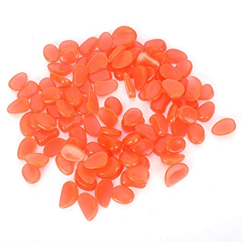 Jerliflyer 100Pcs Luminous Stone Fluorescent Garden Yard Indoor Aquarium Decoration Glow in The Dark Landscaping Stones Decorative Stones for Garden (Peach Pink) von Jerliflyer