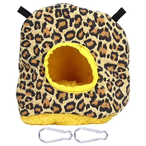 Jerliflyer Warmes Vogelhaus, weiches Plüsch, rundes hängendes Nest für Papageien, platzsparend, leicht zu reinigendes Design, sicheres Vogelhaus-Nest für Papageien (Leopard Print Pattern) von Jerliflyer