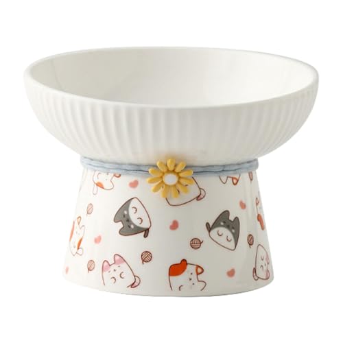 Bevelled Pet Bowl | Cat Food Bowl | Elevated Food Bowl | Kitten Feeding Bowl | Non-Slip Cat Dish | 330ml Ceramic Water Bowl Cats Small Dogs Feeding Dish for Small Dog Fat Faced Cat Kitten von Jeruytgh