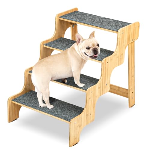 Hundetreppe für Kleine Hunde 3-Stufig, Haustiertreppe für Bett und Sofa aus Hochdichtem Schwamm, Hunde Treppe Hunderampe mit Abnehmbarem von Jerylota