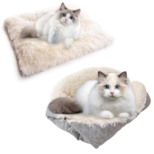 Jesdavan Katzenkissen Flauschig, Katzenbett Waschbar, Faltbar Welpenbett, Katzenschlafplatz, Haustierbett, Kissen für Katzen, Körbchen Katze Geeignet für kleine Katzen Hunde(60 x 50 cm) von Jesdavan