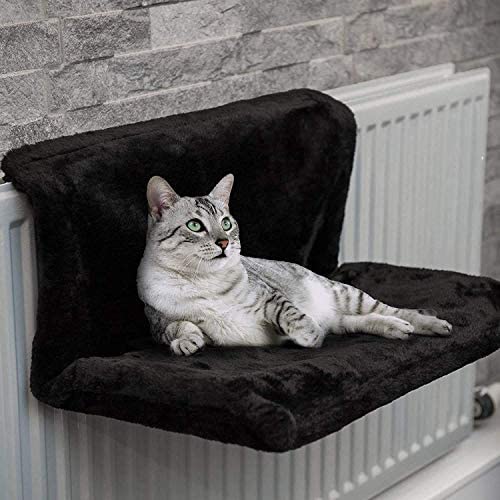 Jetcloud Katzenbett Heizkörper Katzenbett Plüschtuch Katzenhängematte Waschbar Abnehmbarer weicher und Warmer Plüsch zum Heizen von Haustieren Katze 46 x 30 x 25 cm (Schwarz) von Jetcloud