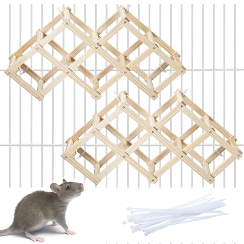 Jevnd Ratten-Kletterspielzeug aus Holz, natürliches Haustier-Rattenkäfig-Zubehör, Kletterleiter, ausgefallene Ratten, Anreicherungsspielzeug, Aktivitäten, hängende Rattenspielzeug für Haustier-Ratten von Jevnd