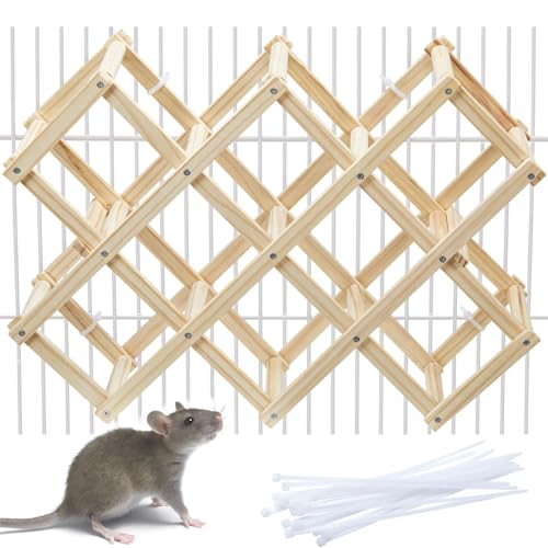 Jevnd Ratten-Kletterspielzeug aus Holz, natürliches Haustier-Rattenkäfig-Zubehör, Kletterleiter, ausgefallene Ratten-Anreicherungsspielzeug, Aktivitäten, hängende Rattenspielzeug für Haustier-Ratten von Jevnd