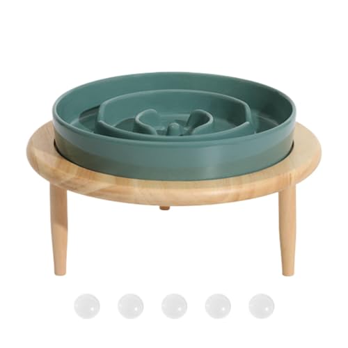 Dog Slow Feeder Bowl – Rutschfester Hundenapf aus Keramik mit erhöhtem Holzsockel | Fütterungszubehör Slow Feeder | Spülmaschinenfestes Haustier-Entspannungsspielzeug für Hunde und Welpen von Jextou