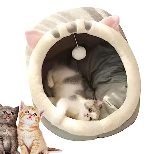 Haus für Katzen | Niedliche Cartoon-Betten für kleine Hunde - Dekorative halbgeschlossene Haustierhöhle mit Hängespielzeug und Wattepad für Welpenkätzchen Jextou von Jextou