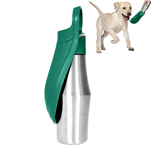 Hunde-Wasserflasche, einfach zu bedienen, auslaufsicherer Edelstahl-Wasserspender, Welpen-Wasserflasche mit Trink-Futterspender, tragbarer und faltbarer Hunde-Wasserspender für Ausflüge, Reisen, von Jextou