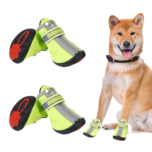 Hundestiefel - Hundestiefel Und Pfotenschutz | 4 Stück Verstellbare Hundeschuhe – Wasserdichte, Rutschfeste Hundeschuhe Für Den Winter | Hundestiefel Für Hartholzböden, Kleine, Mittelgroße Und Große H von Jextou