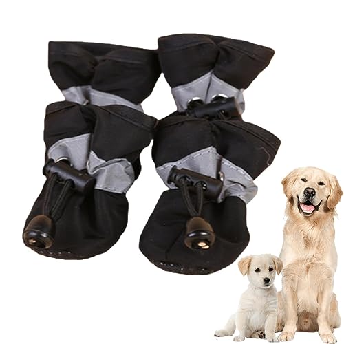 Jextou Hundeschuhe,4 Stück rutschfeste Haustierschuhe - Hot Pavement Hundestiefel und Pfotenschutz mit verstellbarem Kordelzug, wasserdichter Hundeschuh für Haustiere, Katzen von Jextou