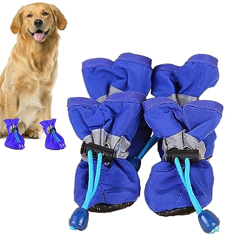 Jextou Hundestiefel | 4 Stück Hunde-Regenstiefel, Hundeschuhe,Hundestiefel und Pfotenschutz, wasserdichter Hundepfotenschutz mit verstellbarem Kordelzug, Hundeschuhe für heißes Pflaster von Jextou