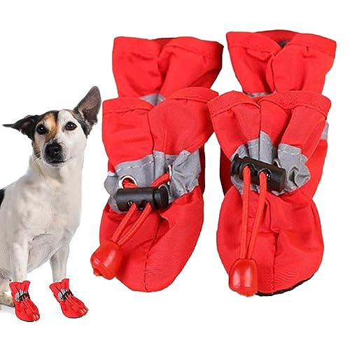 Jextou Wasserschuhe für Hunde | 4 Stück Haustierschuhe für heißes Pflaster | Atmungsaktive, wasserdichte, weiche, rutschfeste Haustierschuhe für kleine und mittelgroße Hunde von Jextou