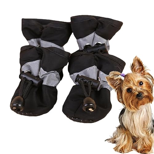 Jextou wasserdichte Hundeschuhe - 4 Stück Haustierschuhe Hunderegenstiefel - Hunderegenstiefel mit verstellbarem Kordelzug, weicher, atmungsaktiver, Rutschfester Hundepfotenschutz für kleine, von Jextou