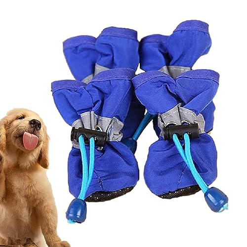 Jextou wasserdichte Hundeschuhe - 4 Stück Haustierschuhe Hunderegenstiefel | Hunderegenstiefel mit verstellbarem Kordelzug, weicher, atmungsaktiver, Rutschfester Hundepfotenschutz für kleine, von Jextou