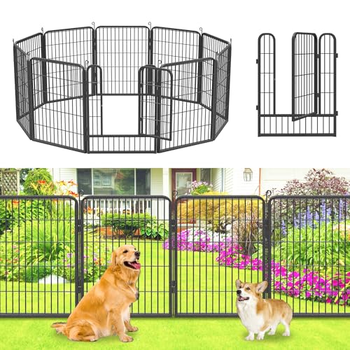 Jhsomdr Metall-Gartenzaun, 81,3 cm (H) x 6,7 m, rostfreie Zaunpaneele, kein Grabenzaun mit Tor, 10 Stück, temporäre Zäune für Hunde, Tierbarriere, Garteneinfassung, Outdoor-Hundezaun für Hof, Terrasse von Jhsomdr