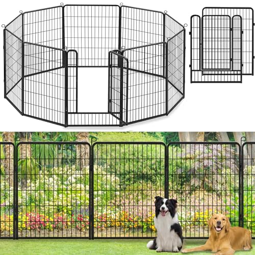 Jhsomdr Gartenzaun mit Tor, Metallzaunplatten, 101,6 cm (H) x 60 cm (L), Zaun für Hunde, Poolzaun, Hofzaun, kein Graben von Tierbarriere, Gartenzaun für Hof, Innen- und Außenbereich, Hunde-Laufstall, von Jhsomdr