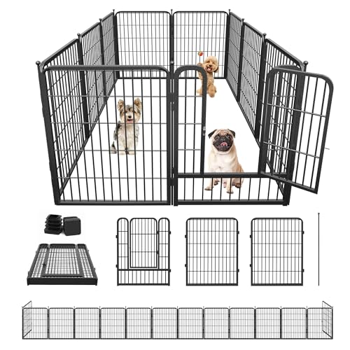 Jhsomdr Hunde-Laufstall, 81,3 cm Höhe, 10 Paneele, tragbarer Metall-Hundezaun mit Türen, Welpenspielgehege für mittelgroße und kleine Hunde, robuster Haustier-Laufstall für draußen, drinnen, von Jhsomdr