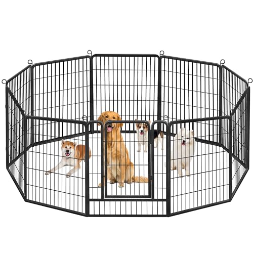 Jhsomdr Hunde-Laufstall für den Außenbereich, 10 Paneele, robuster Hundegehege, 81,3 cm, Welpen-Laufstall, für den Innenbereich, rostfrei, Übungszaun mit Türen für mittelgroße und kleine Hunde, von Jhsomdr