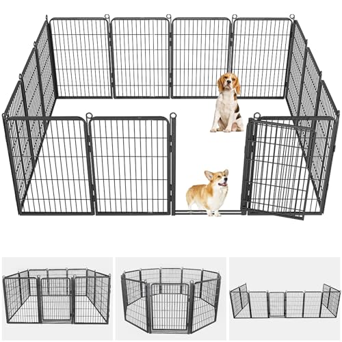 Jhsomdr Hunde-Laufstall für den Außenbereich, Haustierzaun, 81,3 cm, Hundegehege für den Innenbereich, 10 Paneele, Welpenlaufstall, rostfreier Übungsstall mit großer Tür, temporärer Zaun für von Jhsomdr